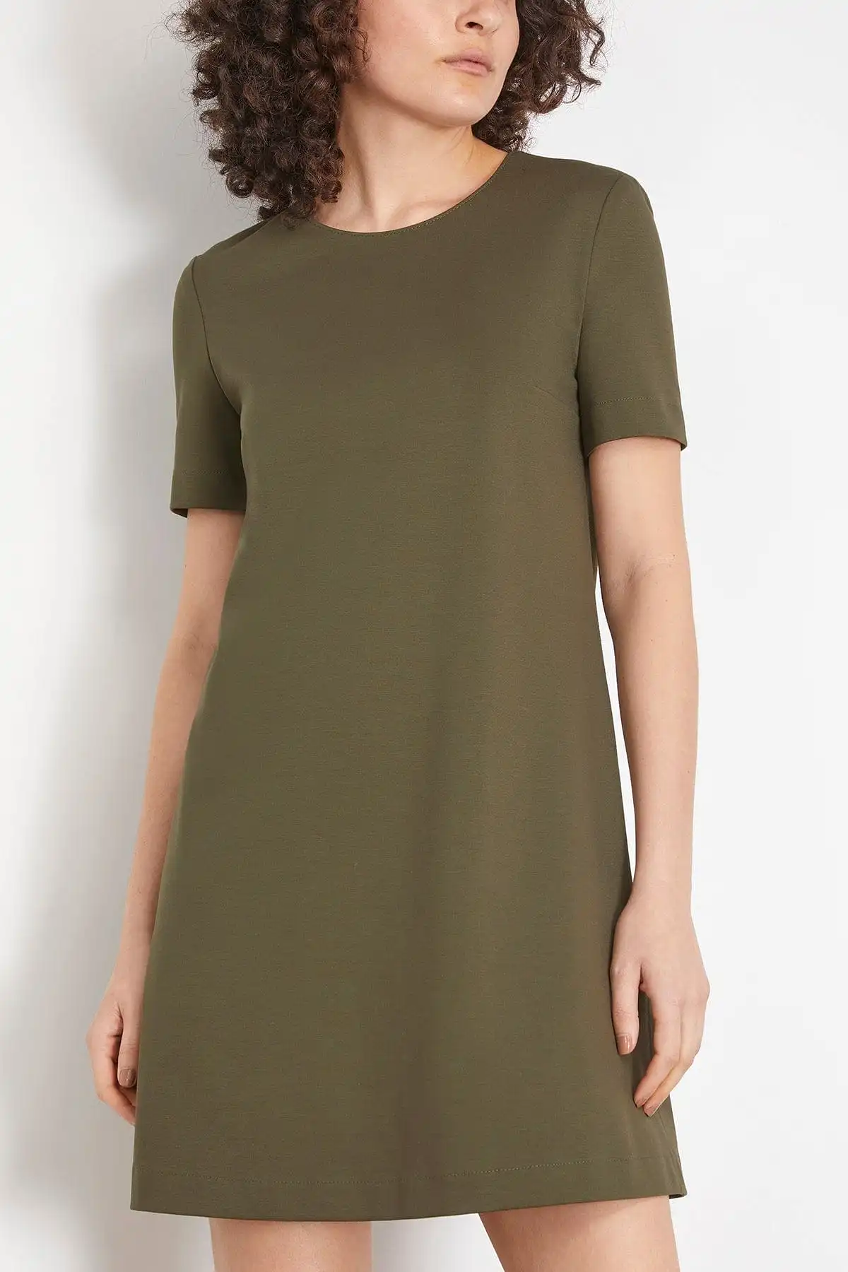 A Line Dress in Moss Green