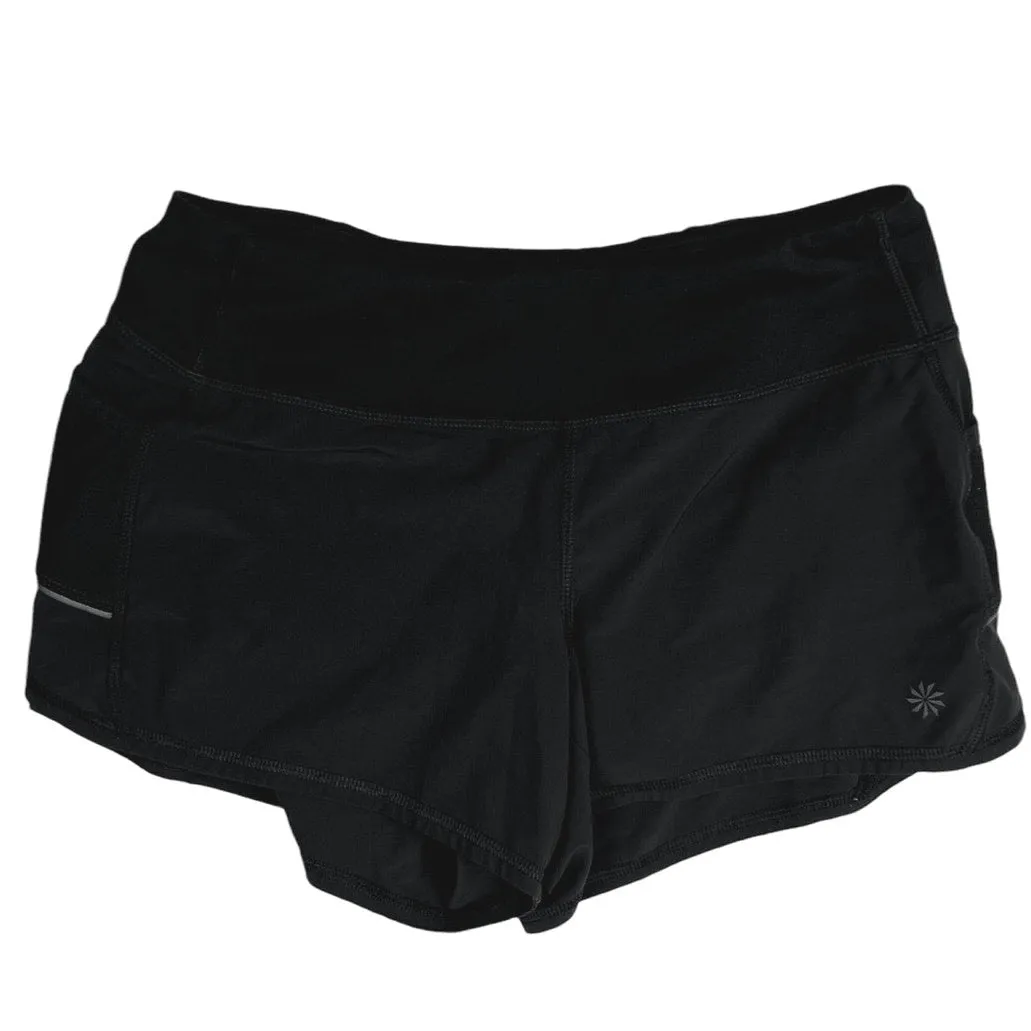 Athleta Black Mid Rise Zipped Pocket Workout Running Athletic Shorts Size XS