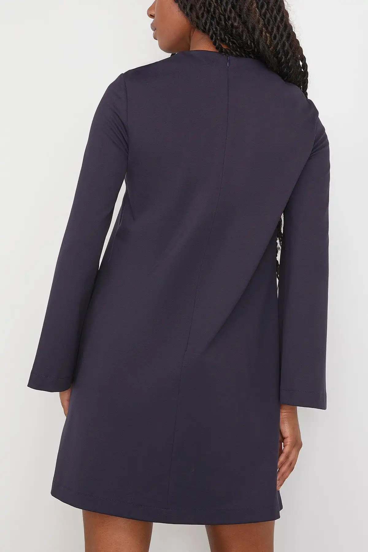 Bell Sleeves Dress in Navy Blue