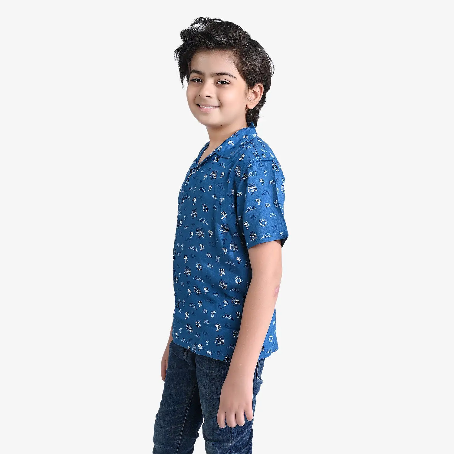 Boys Viscose Casual Shirt (Palm coast)-Blue