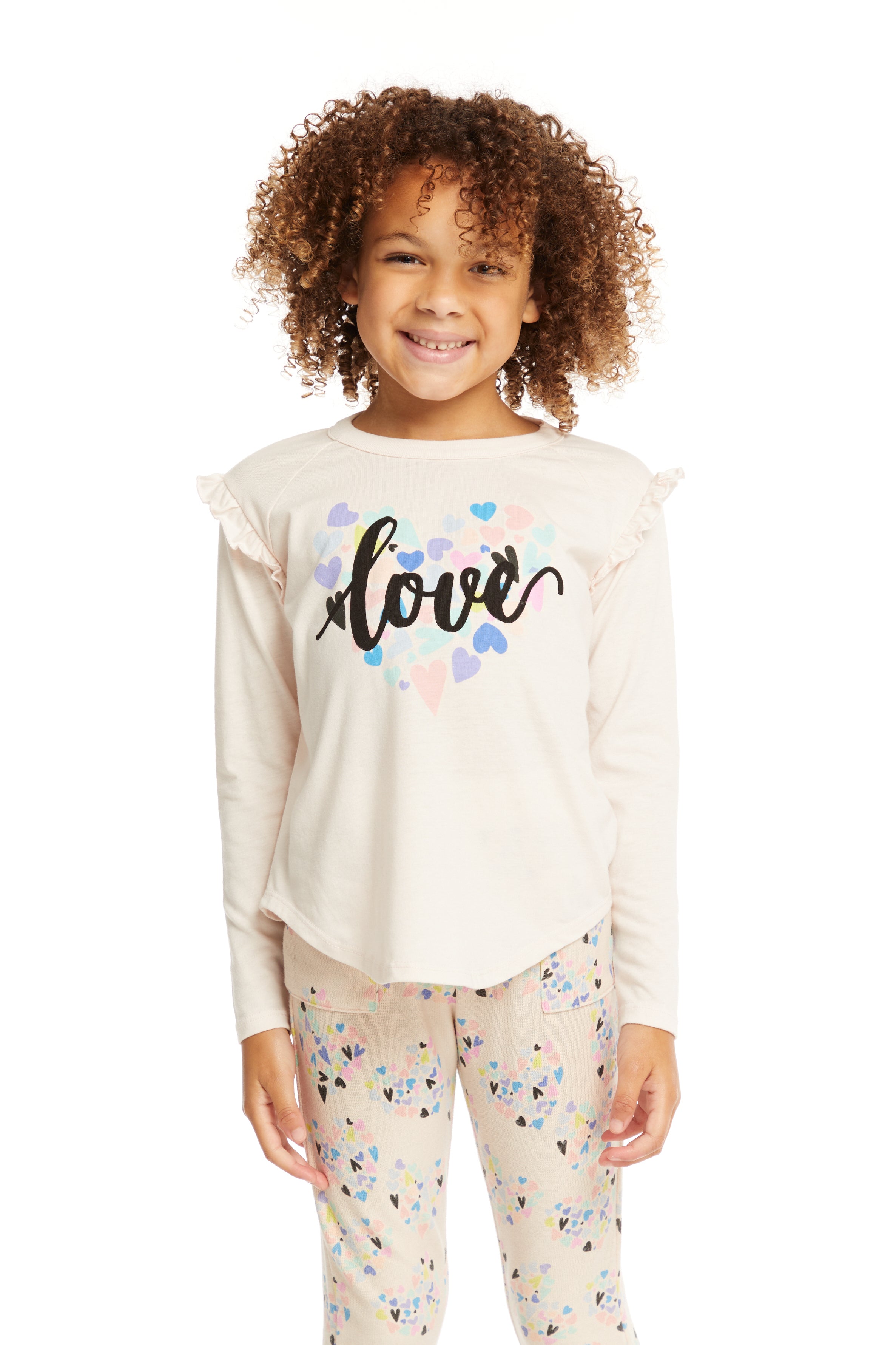 Chaser Love Ruffle Shoulder LS Tee