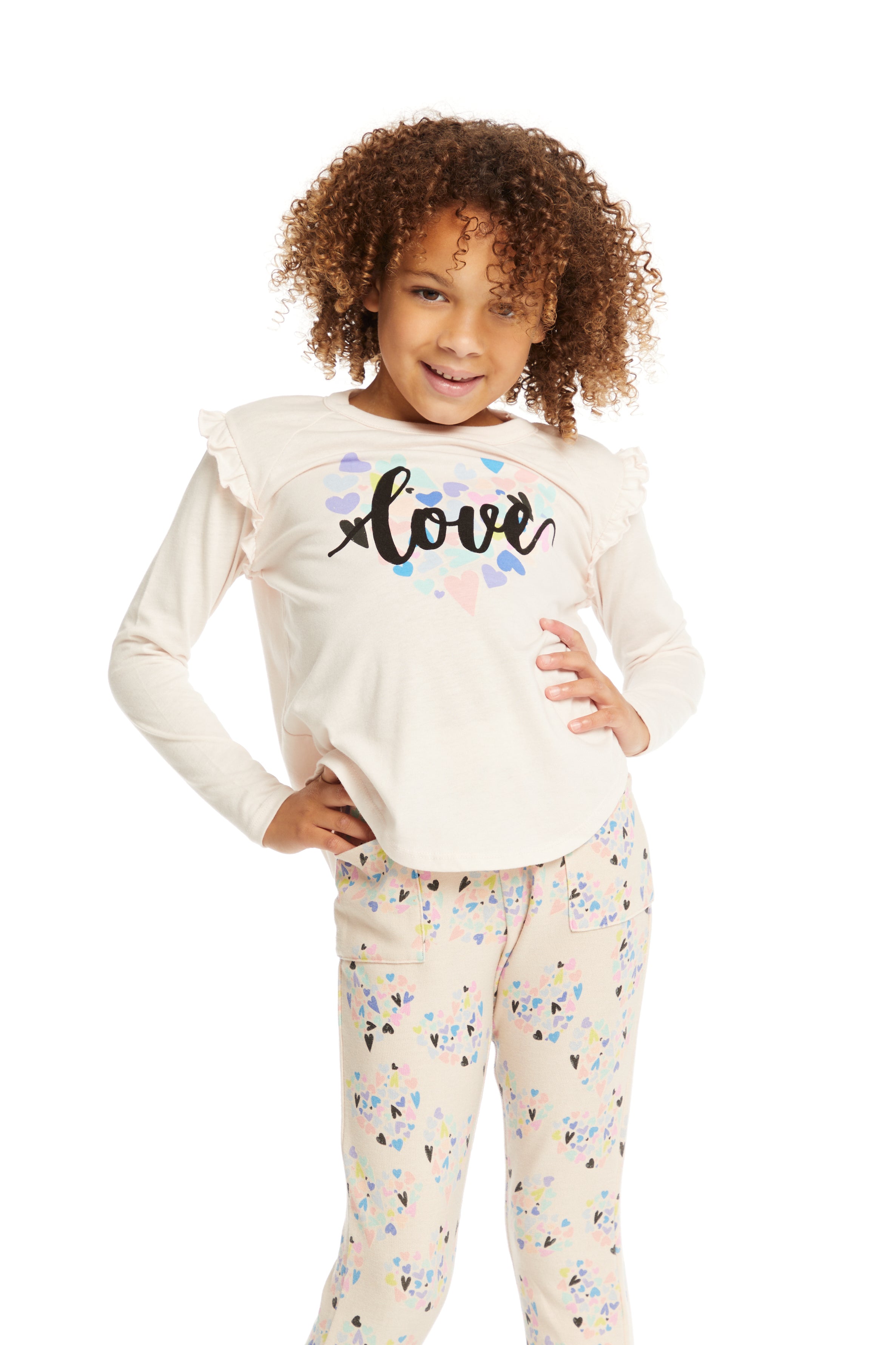 Chaser Love Ruffle Shoulder LS Tee