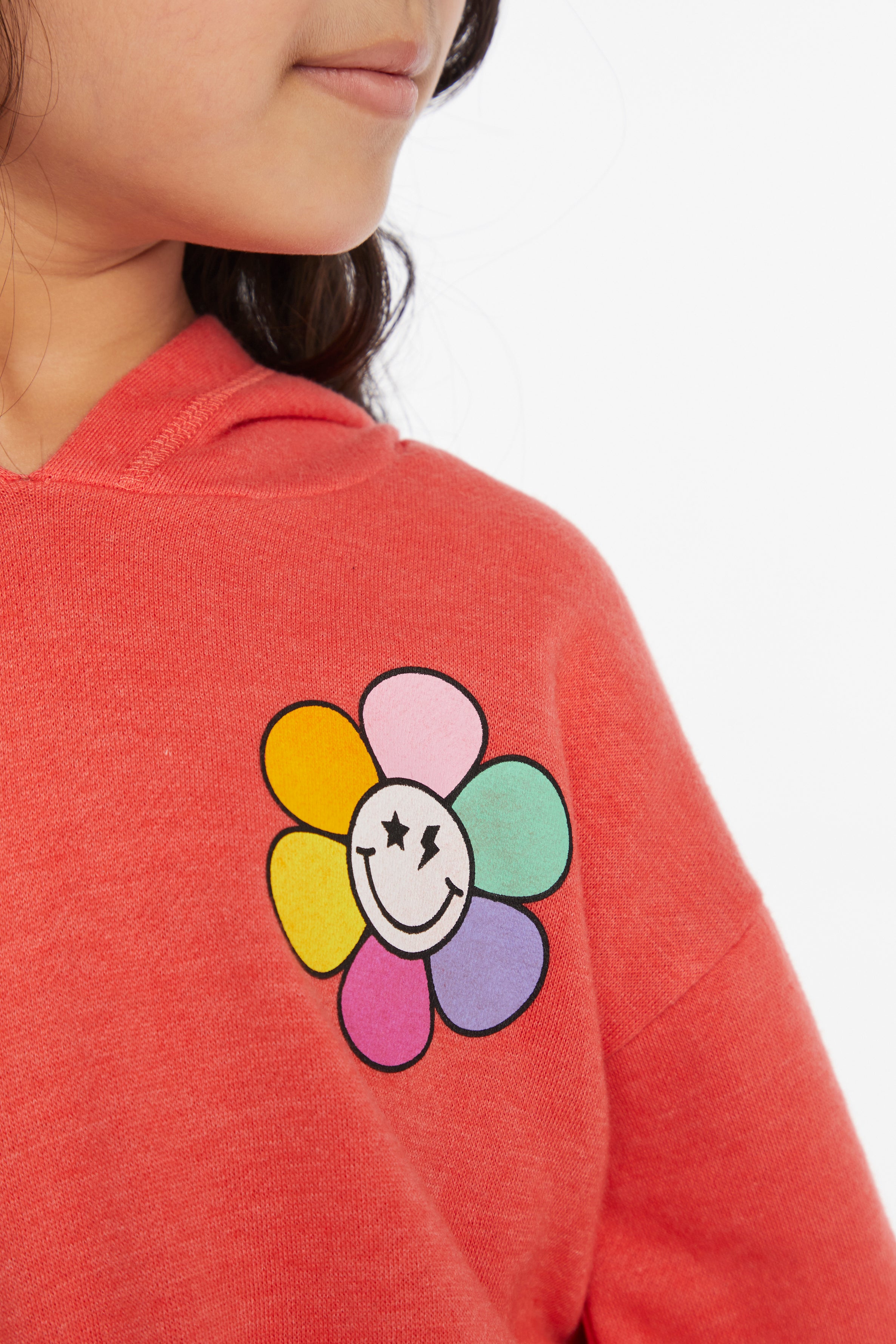 Chaser Smiley Flower & Hearts Girls Pullover Hoodie