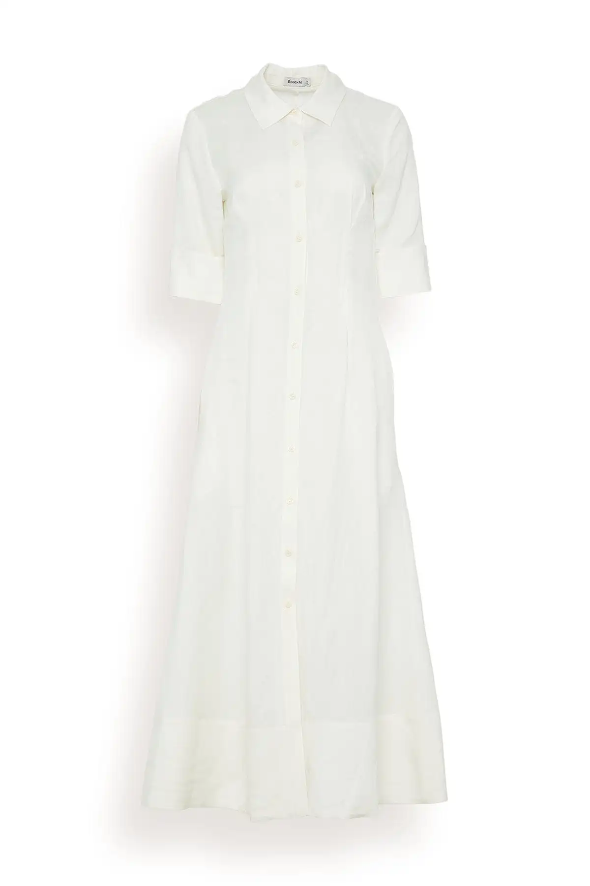 Claudine Short Sleeve Shirt Midi Dress in White