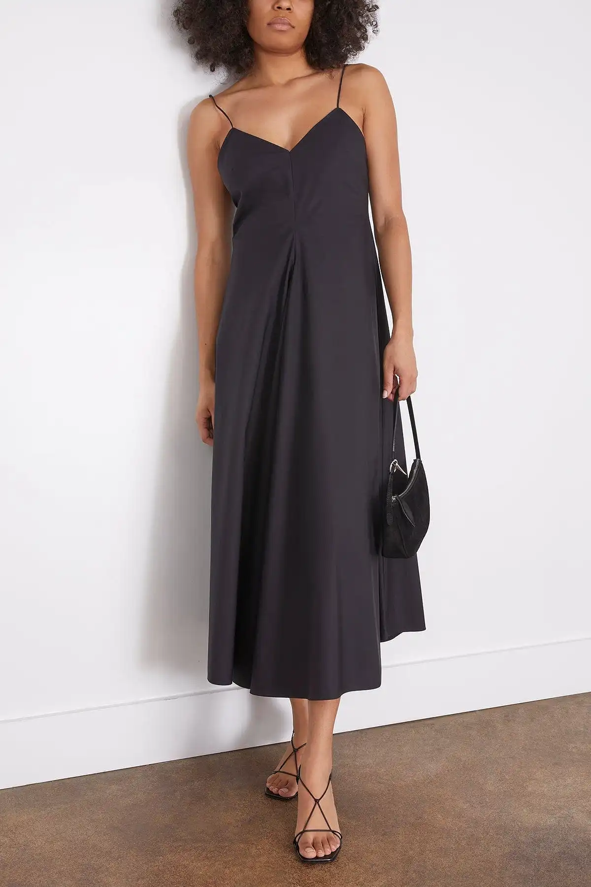 Cotton Strap Dress in Noir