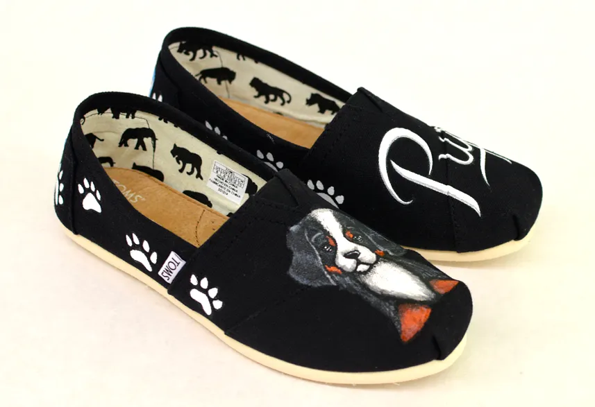 Custom Hand Painted Puppy Dog Shoes - Customizable Get Your Dog Painted On Your Shoes, Perfect For Ever Dog Lover