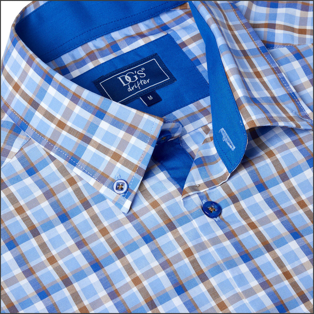 Dg's Blue & Tan Multi Check SS Shirt-