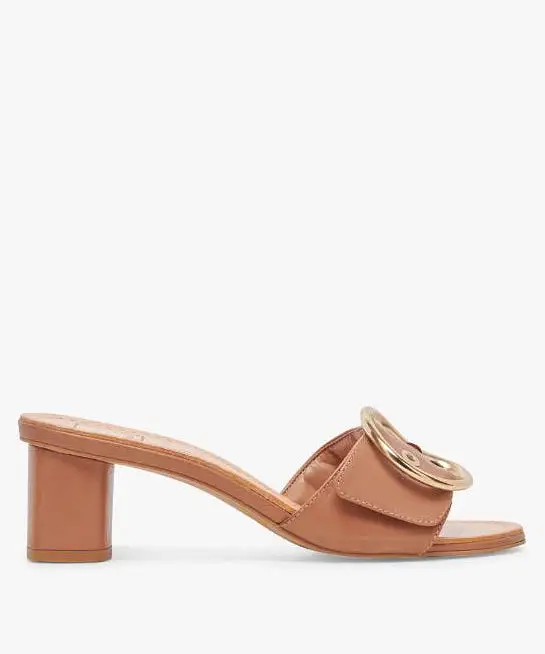 Dolce Vita Laika Block Heel Buckle Slides - Cider Leather