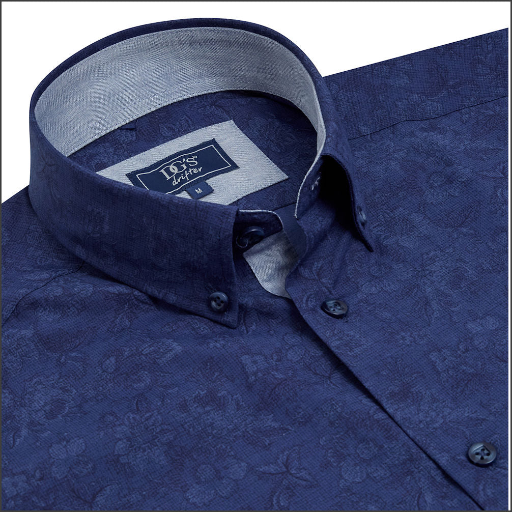 Drifter Geneva Navy Pattern Shirt<>