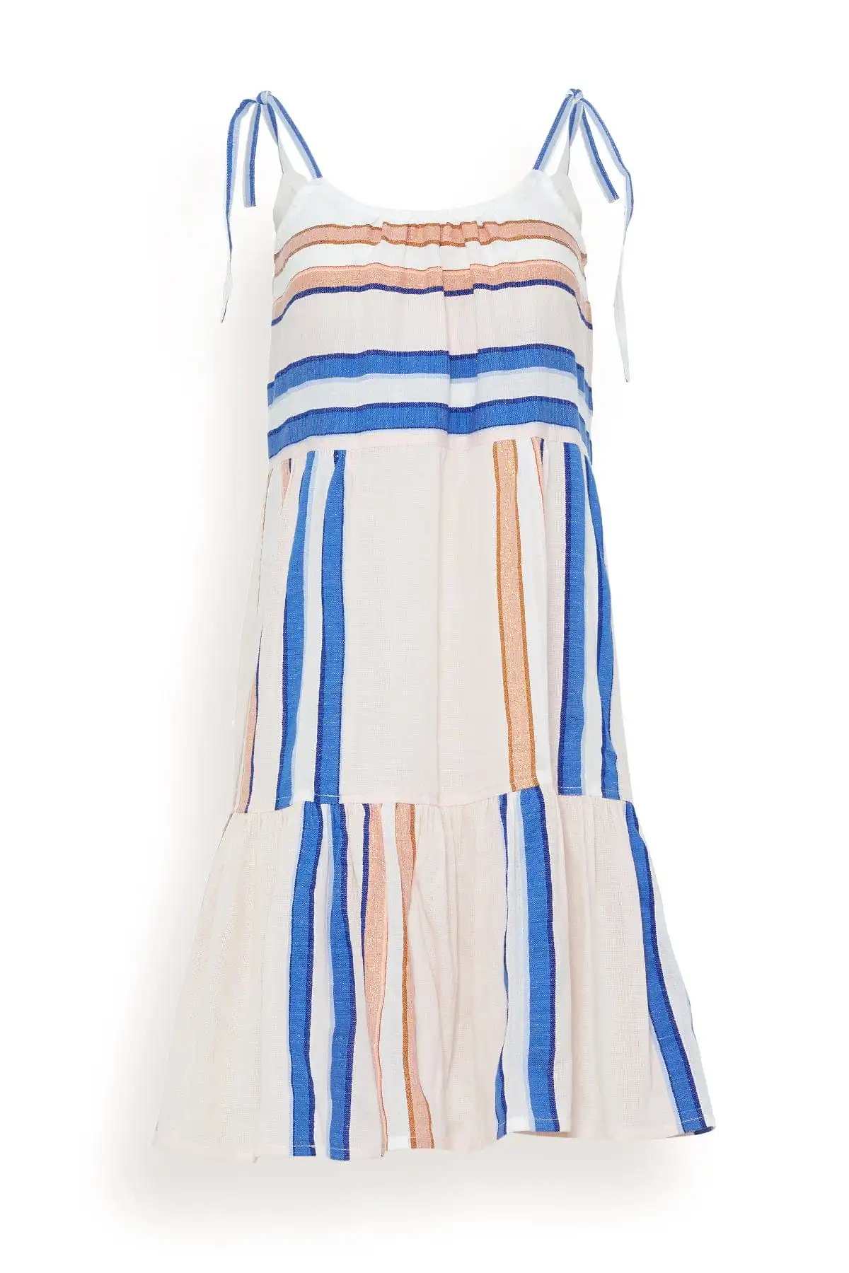 Eskedar Midi Cascade Dress in Stripe Seashell