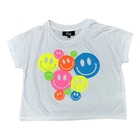 FBZ Neon Smiley Rhinestone White S/S Tee