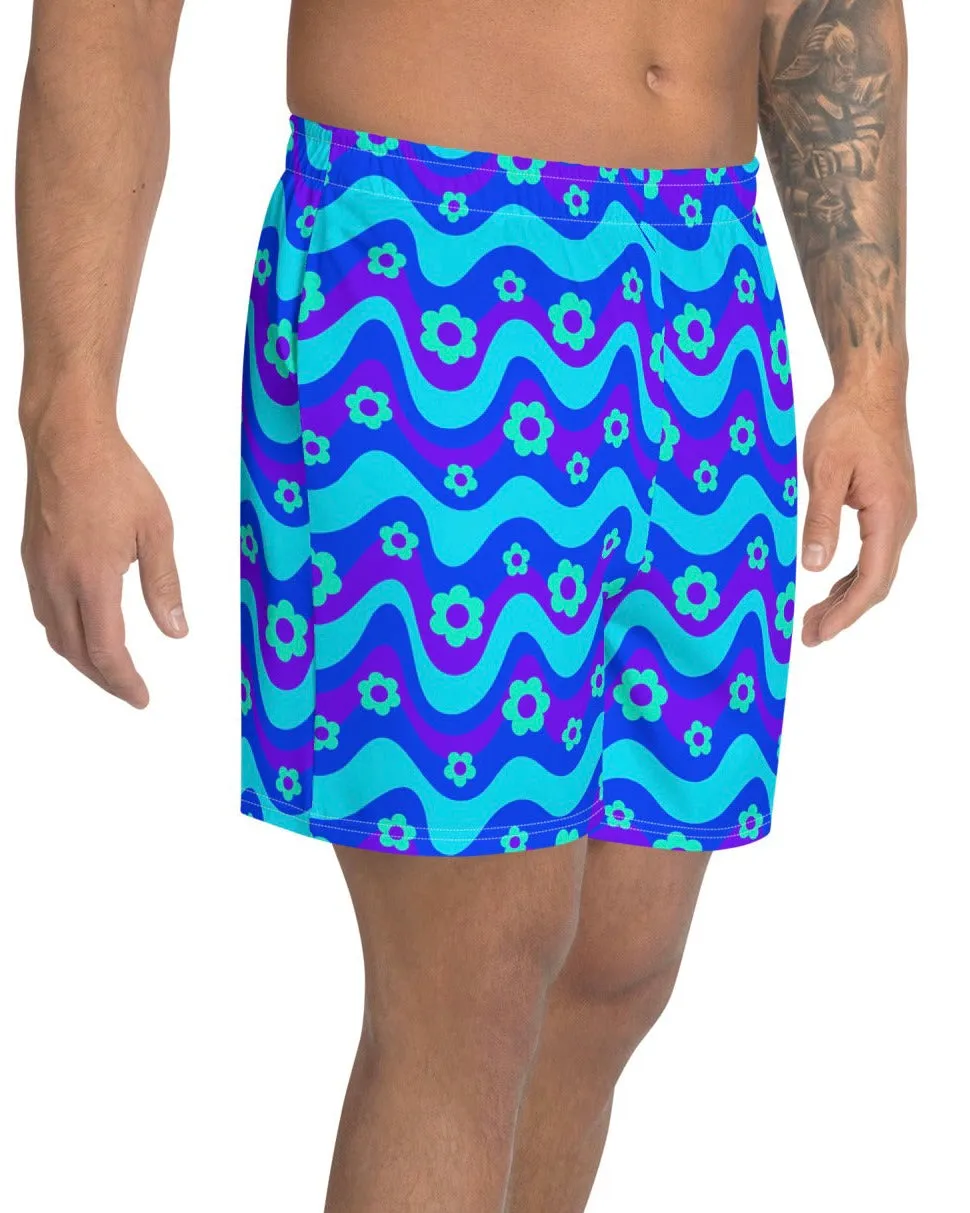 Flower Power Blue Athletic Shorts