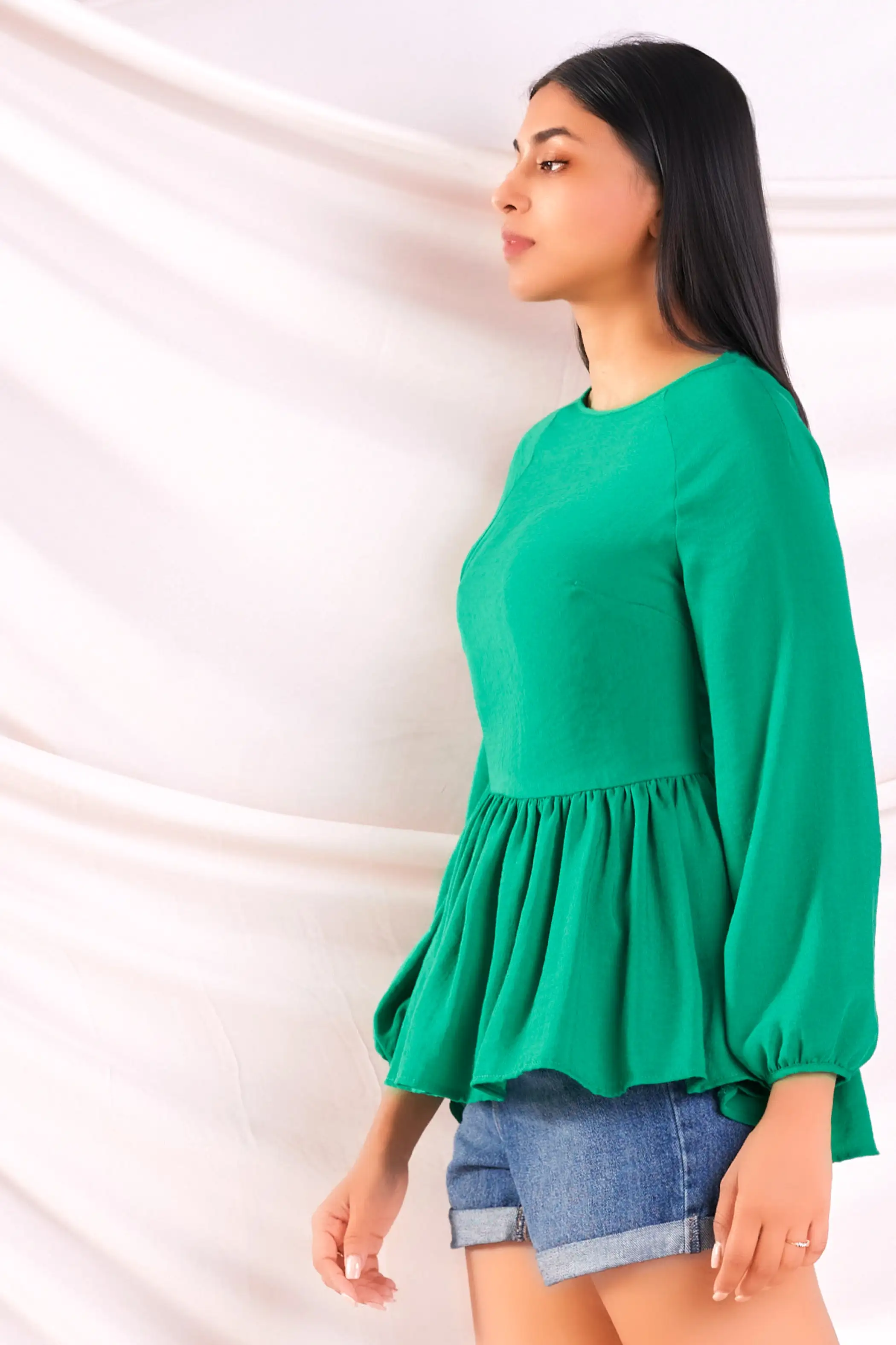 Green Peplum Top