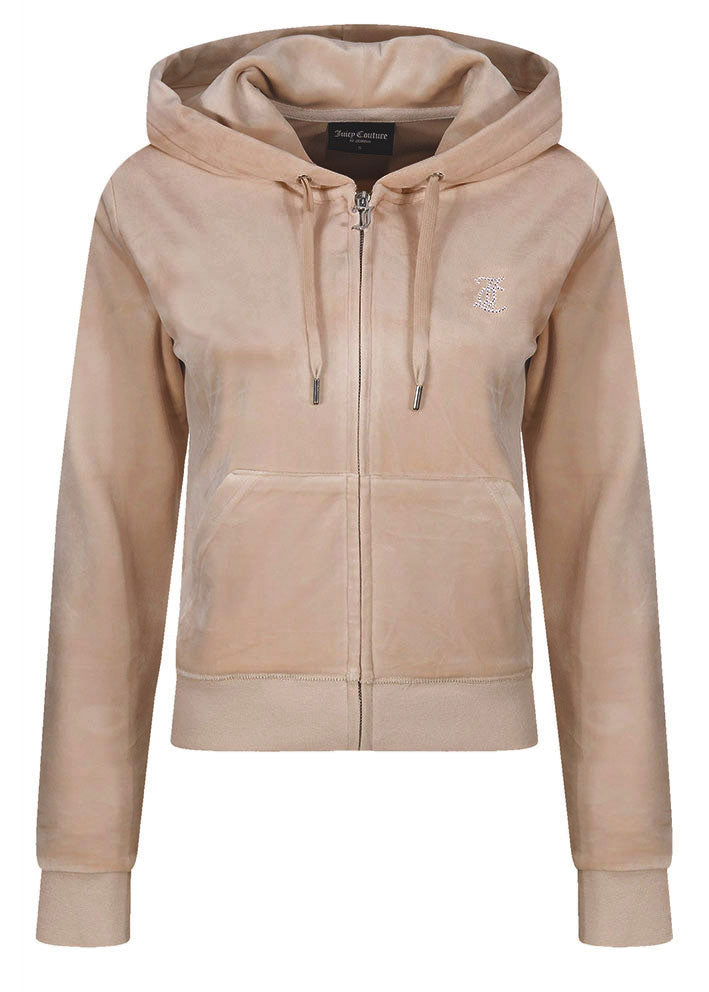 Juicy Couture Madison Diamante Velour Hoodie - Fungi