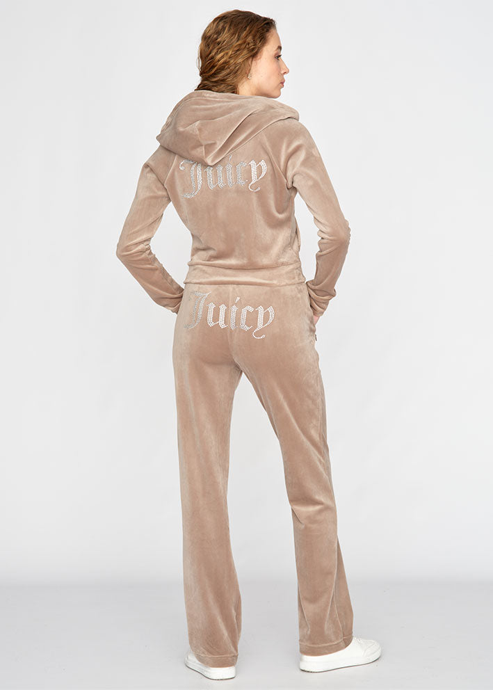 Juicy Couture Madison Diamante Velour Hoodie - Fungi