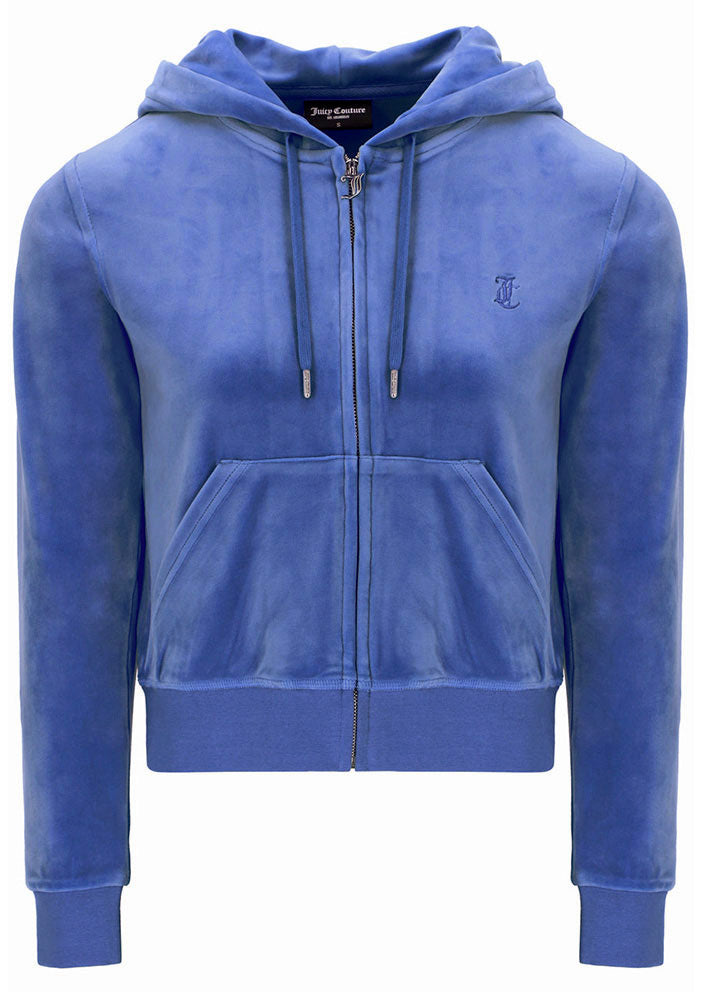 Juicy Couture Robertson Classic Velour Hoodie - Gray Blue