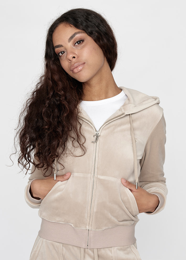 Juicy Couture Robertson Classic Velour Hoodie - String Sand