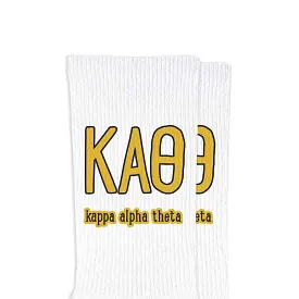 Kappa Alpha Theta Sorority Crew Socks with Name and Letters in Sorority Colors