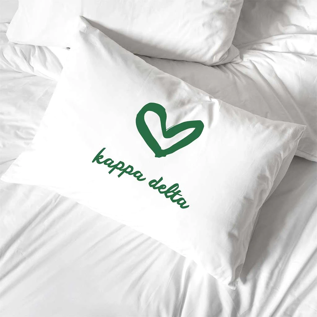 Kappa Delta Sorority Name with Heart Design on Printed Pillowcase