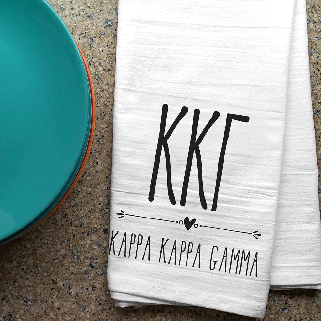 Kappa Kappa Gamma Sorority Kitchen Towel with Boho Design