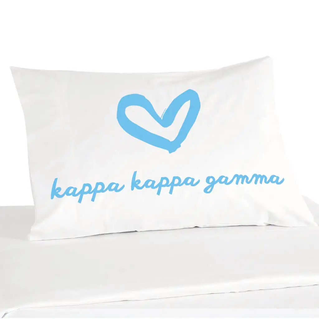 Kappa Kappa Gamma Sorority Name with Heart Design on Printed Pillowcase