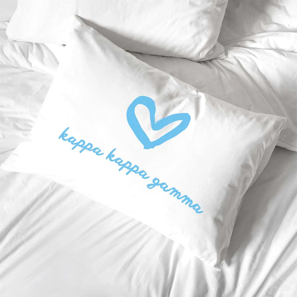 Kappa Kappa Gamma Sorority Name with Heart Design on Printed Pillowcase