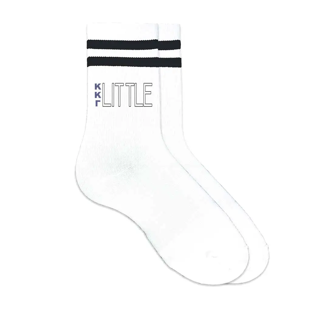 Kappa Kappa Gamma Sorority Socks for your Big and Little with Greek Letters on Striped Cotton Crew Socks