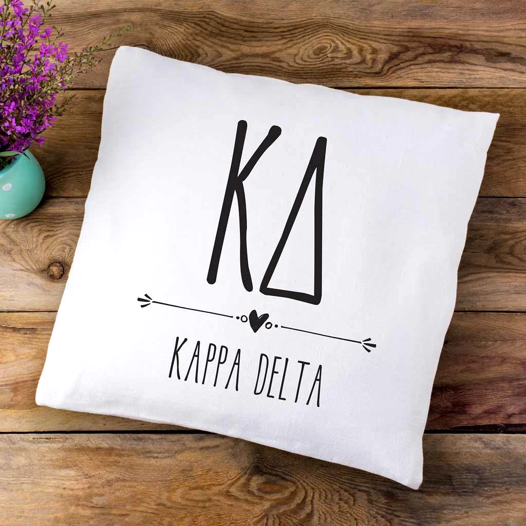 KD Greek Boho Sorority Throw Pillow Cover for Dorm or Apartment