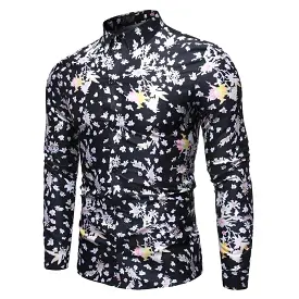 Leaf Print Slim Fit Casual Shirt For Men