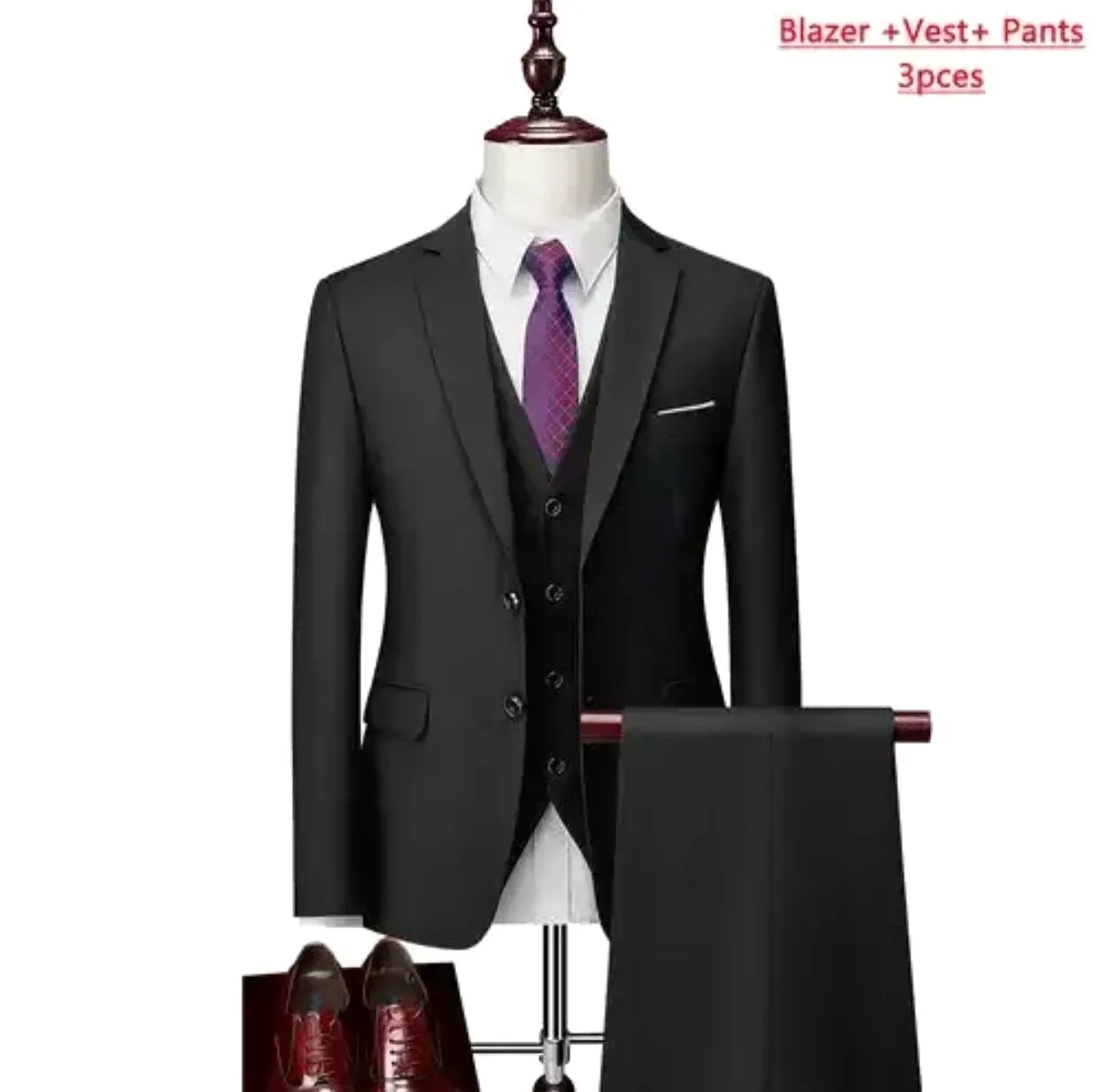 Men's Three-piece High-end Brand Business Formal Suit Jacket+Vest+Pants XL S4738896