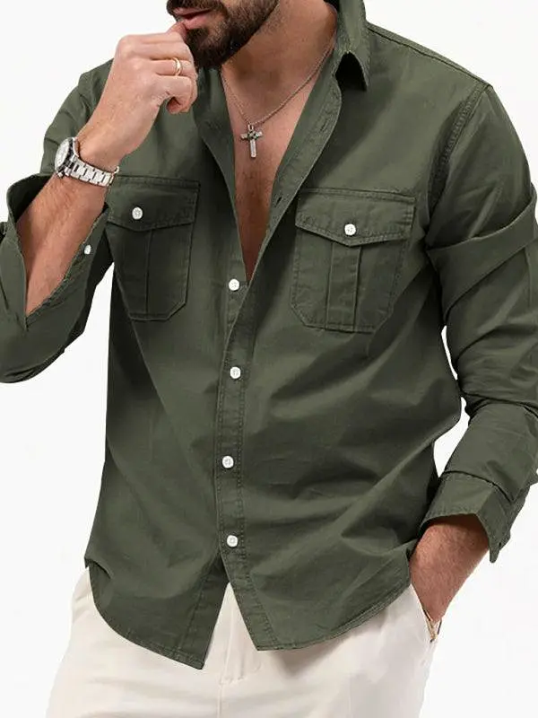 Multi-Pocket Men Casual Shirt