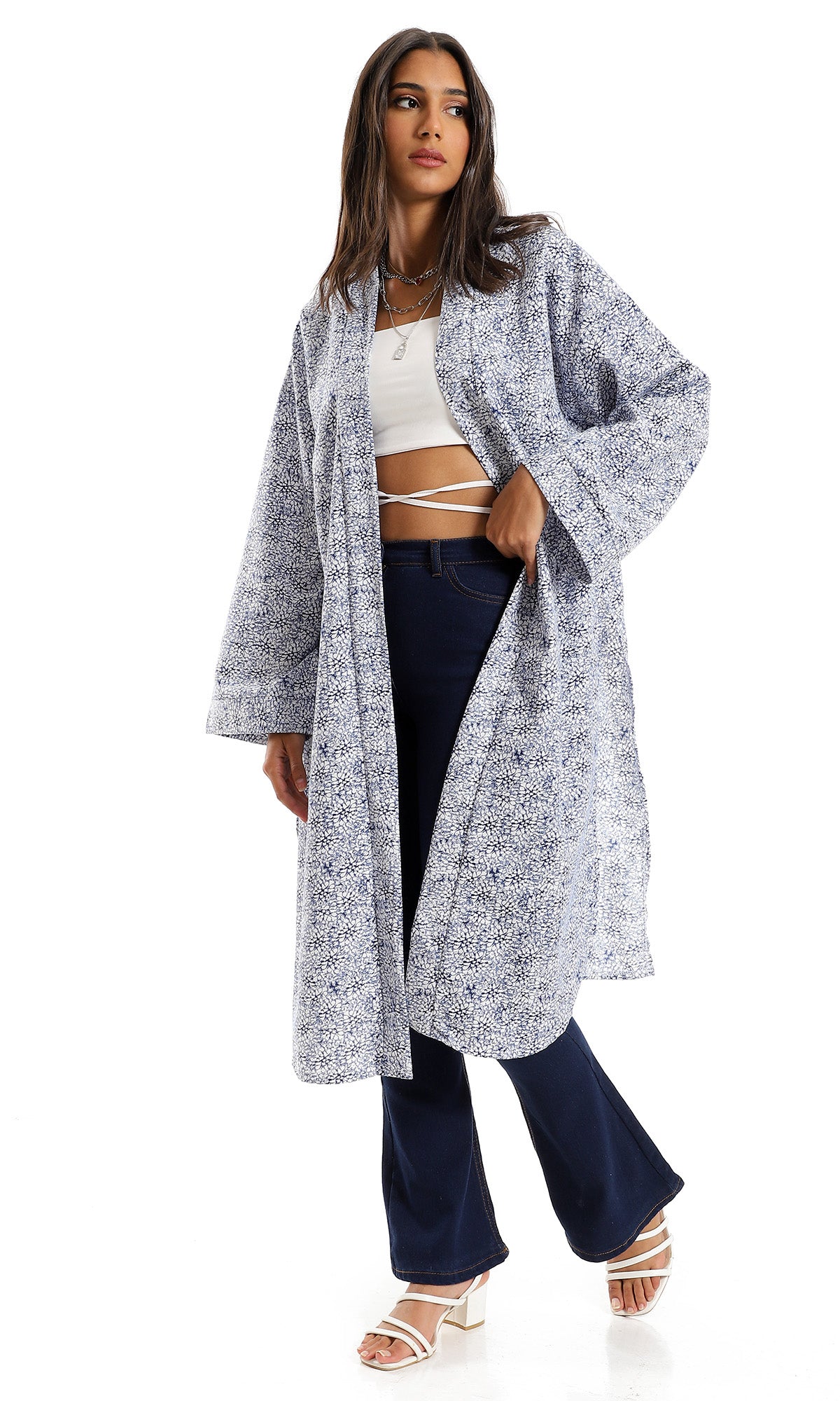 O156339 Bi-Tone Slip On Blue & White Cardigan