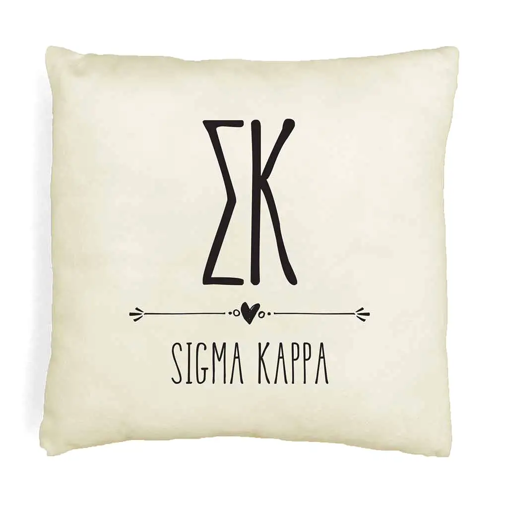 Sigma Kappa Greek Boho Sorority Throw Pillow Cover for Dorm or Apartment