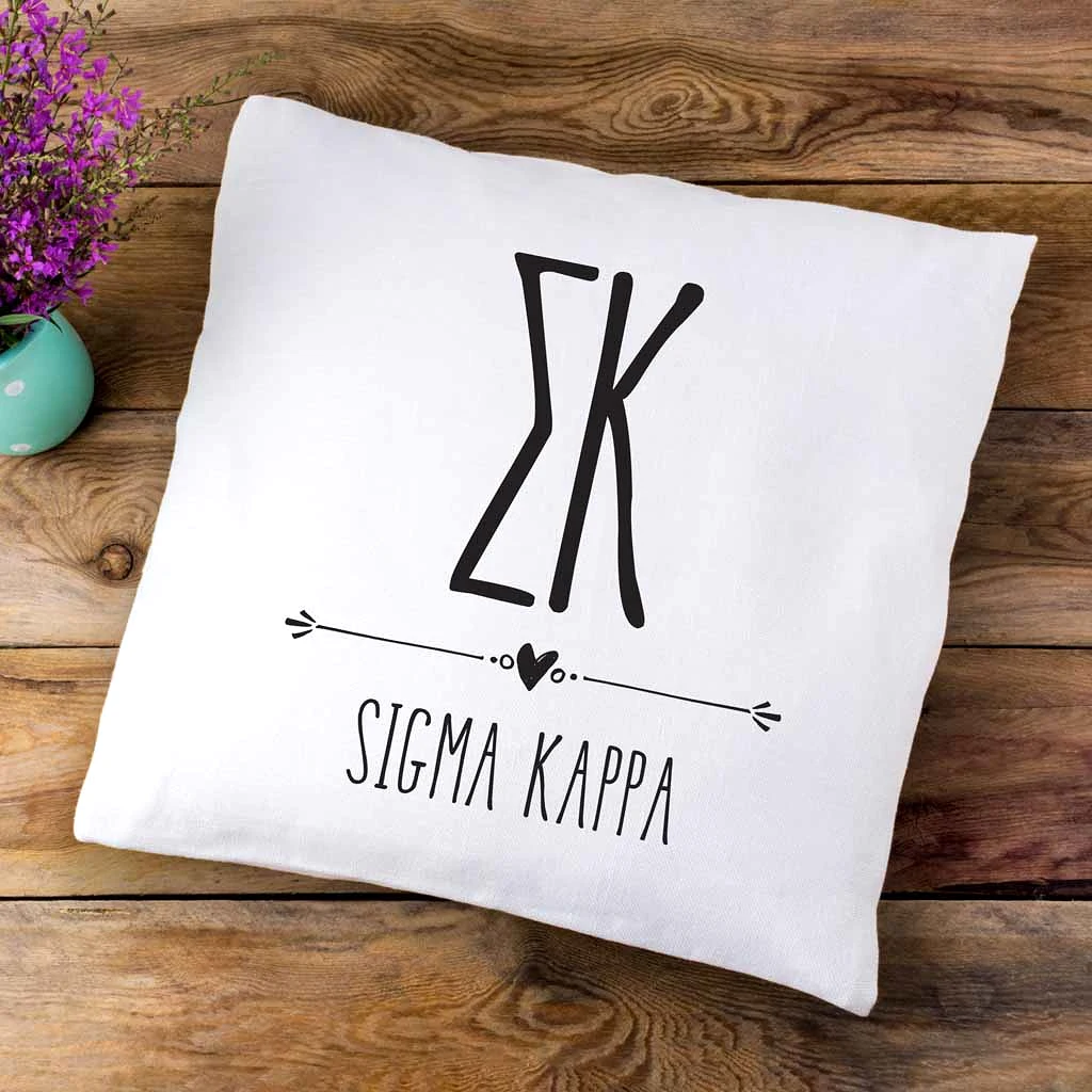 Sigma Kappa Greek Boho Sorority Throw Pillow Cover for Dorm or Apartment