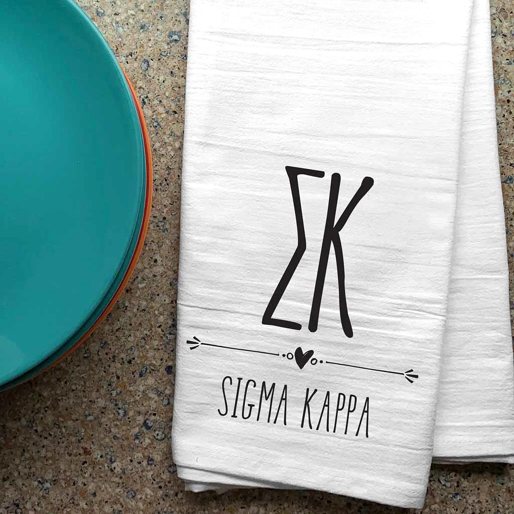 Sigma Kappa Sorority Kitchen Towel with Boho Design