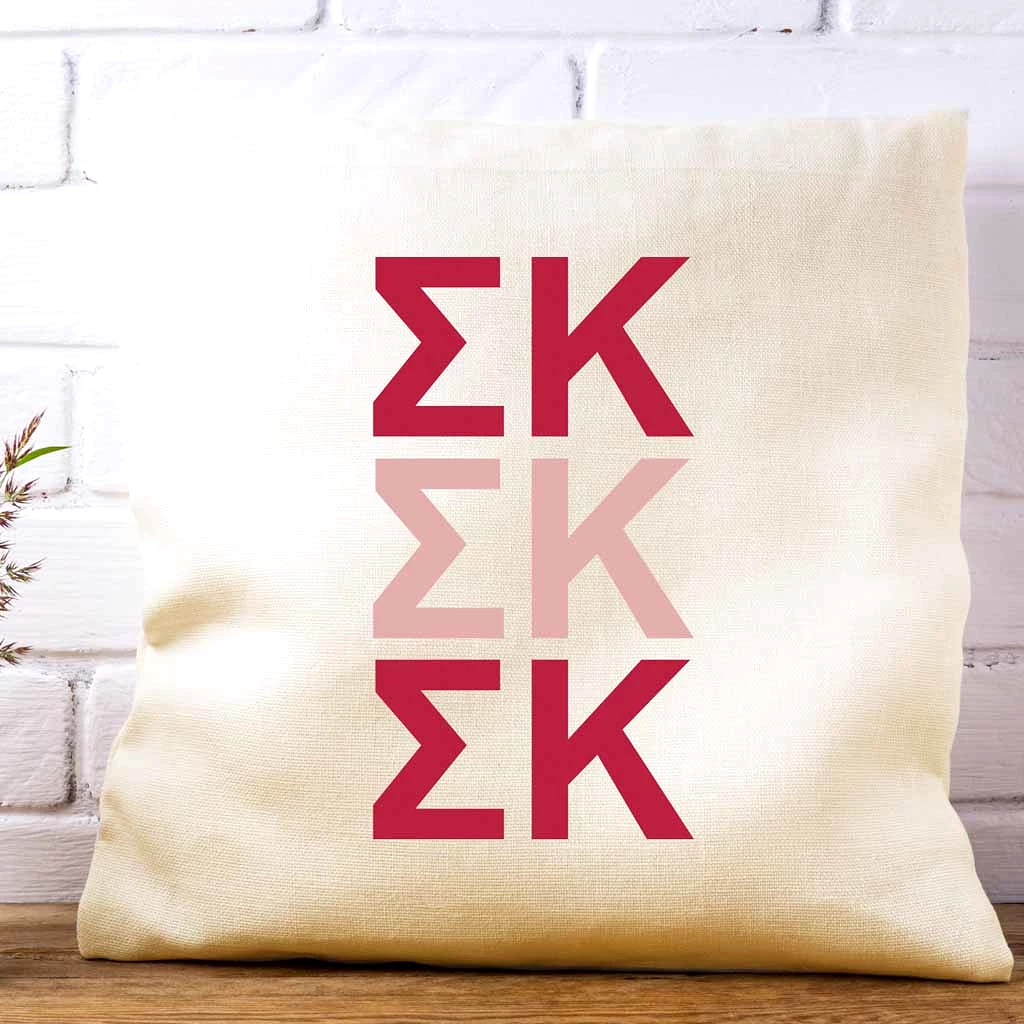 Sigma Kappa Throw Pillow Cover with Greek Letters