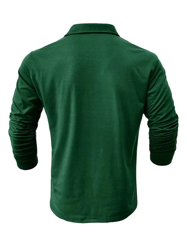 Solid Long Sleeve Men Polo Shirt