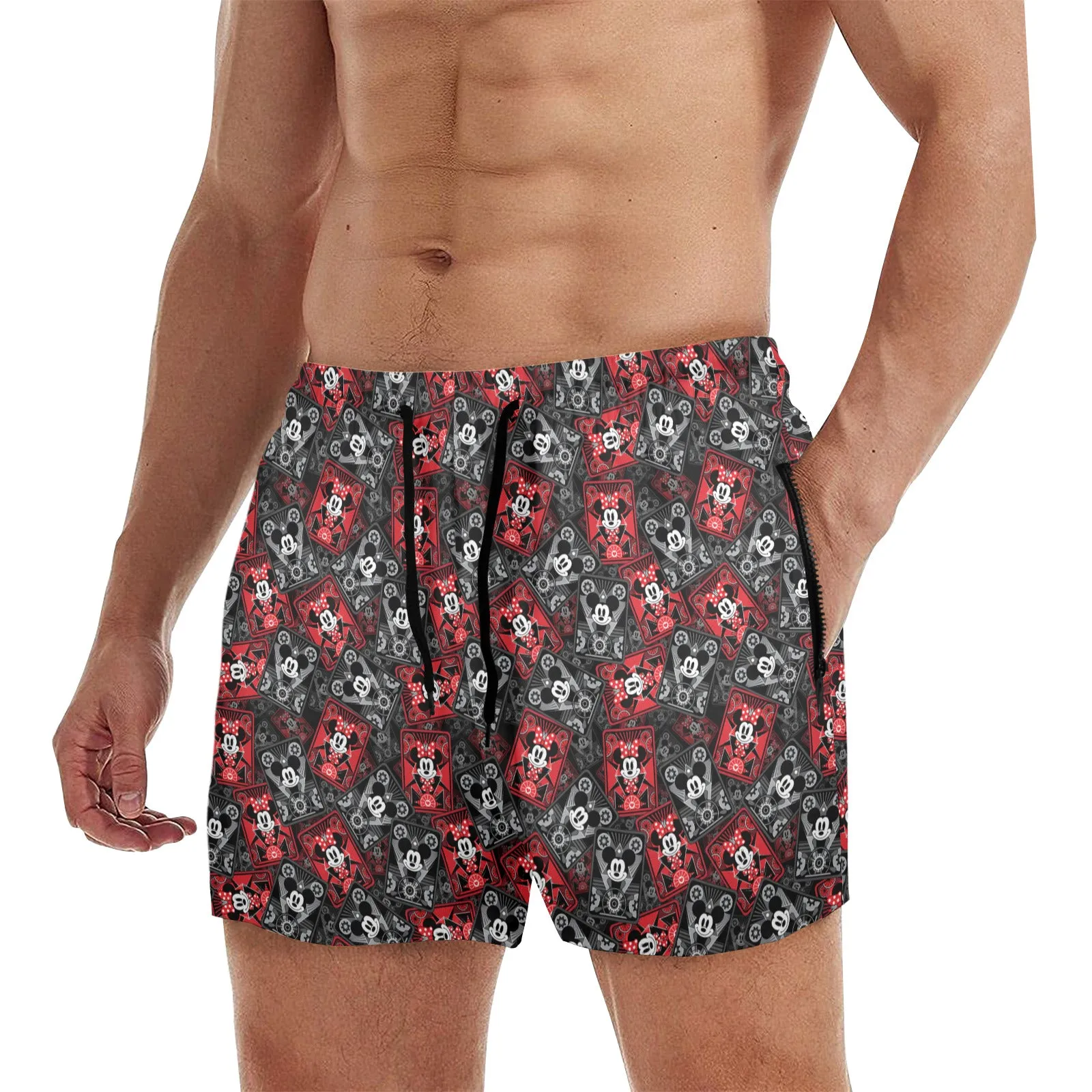 Steamboat Mickey And Minnie Cards Men's Quick Dry Athletic Shorts