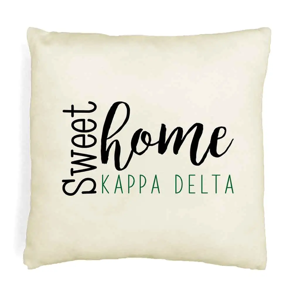 Sweet Home Kappa Delta Throw Pillow Cover for Sorority Room Decor