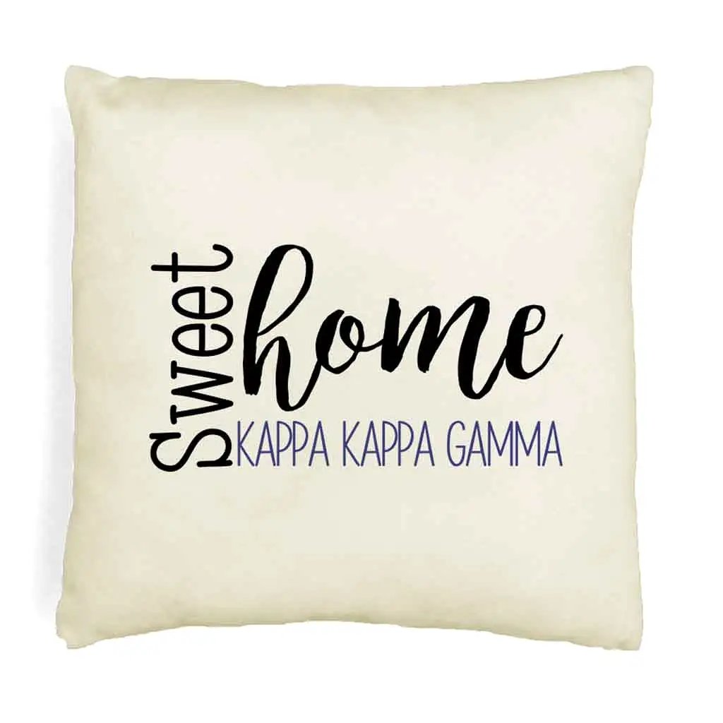 Sweet Home Kappa Kappa Gamma Throw Pillow Cover for Sorority Room Decor