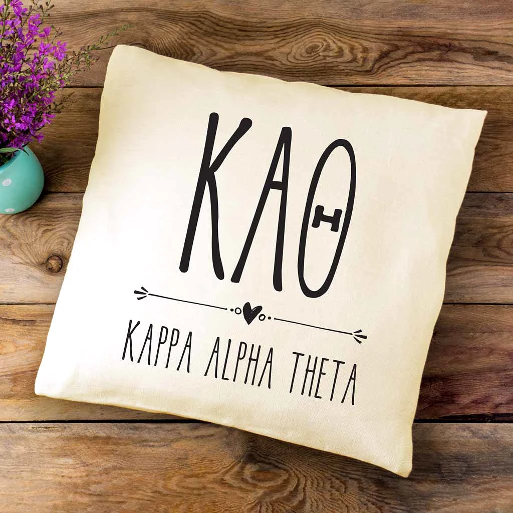 Theta Greek Boho Sorority Throw Pillow Cover for Dorm or Apartment