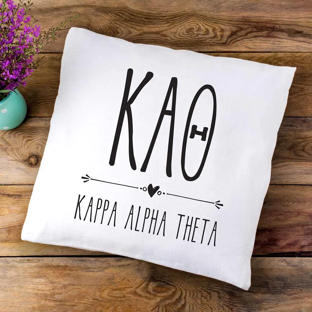 Theta Greek Boho Sorority Throw Pillow Cover for Dorm or Apartment