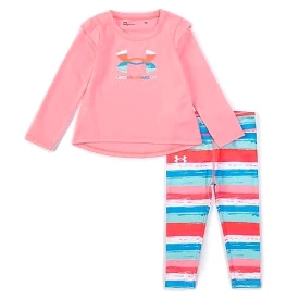 Under Armour Newborn Pink Craze Stripe Logo Set