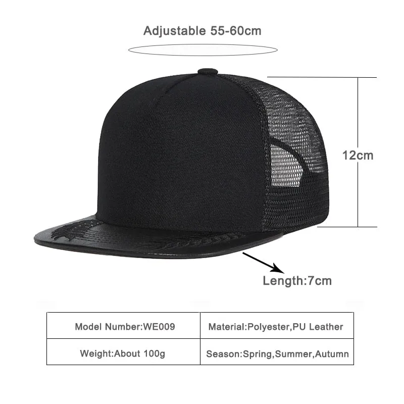 Unisex Solid Black Color Adjustable Streetwear Baseball Hip Hop Cap