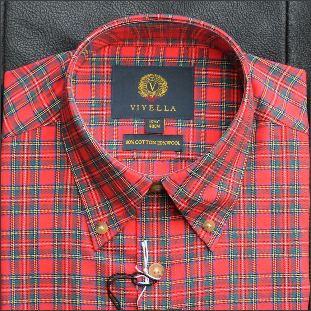 Viyella Royal Stewart Wool Blend Button Down Collar Shirt<>